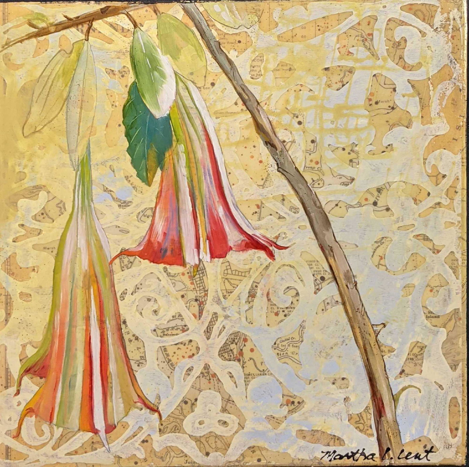 Martha Lent Angel Trumpet Mixed Media On Wood X1 (1 of 5)