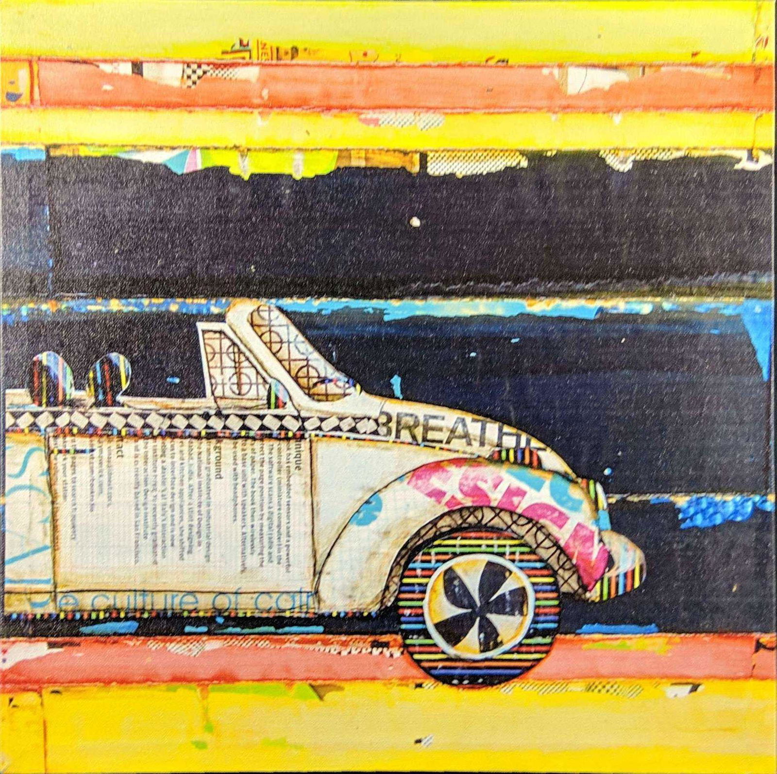 Danny Phillips White VW Beetle Print On Canvas (1 of 3)