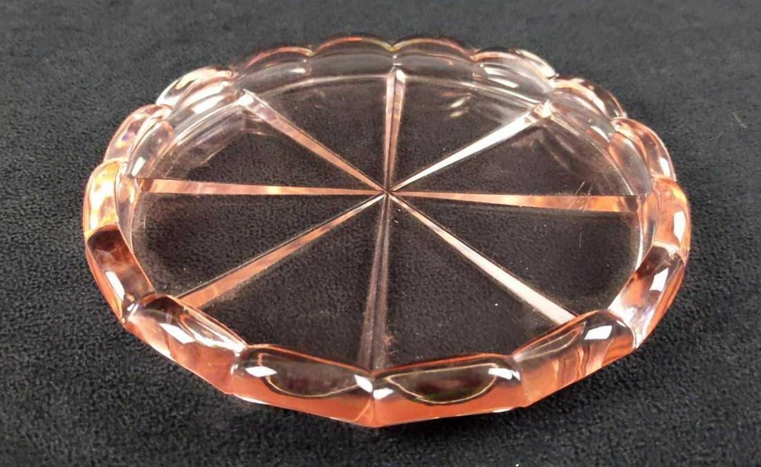 Vintage Pink Depression Glass Cheese Wedge Plate (1 of 4)