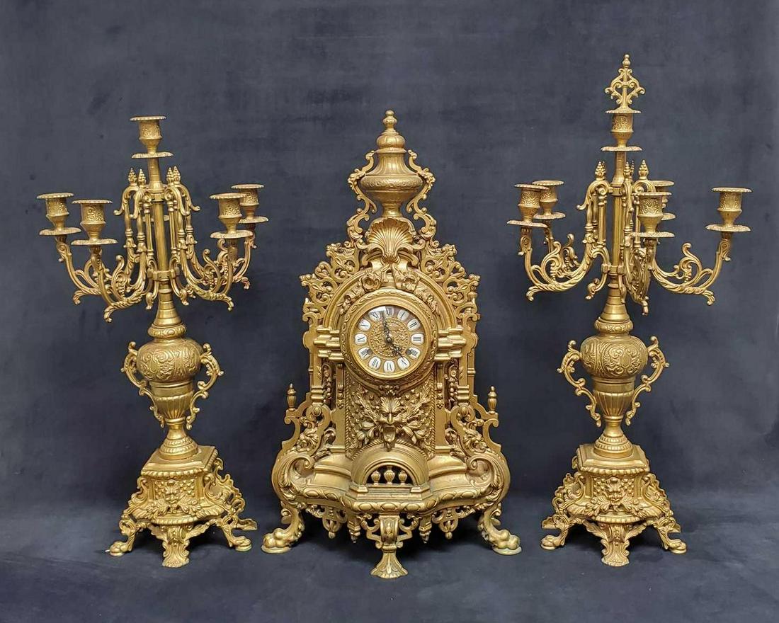 Antique Baroque Brass Imperial Mantel Shelf Italy Clock (1 of 20)