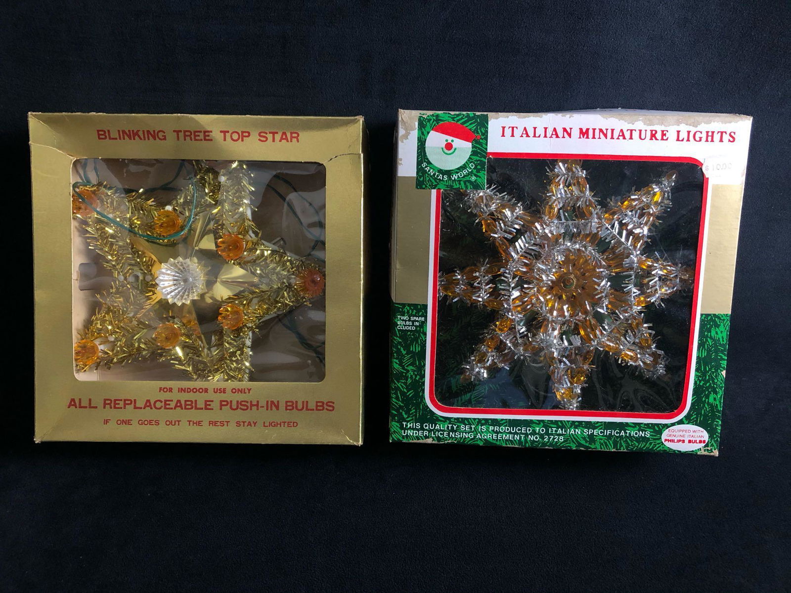 Vintage Lot of 2 Tree Topper Blinking Stars (1 of 6)