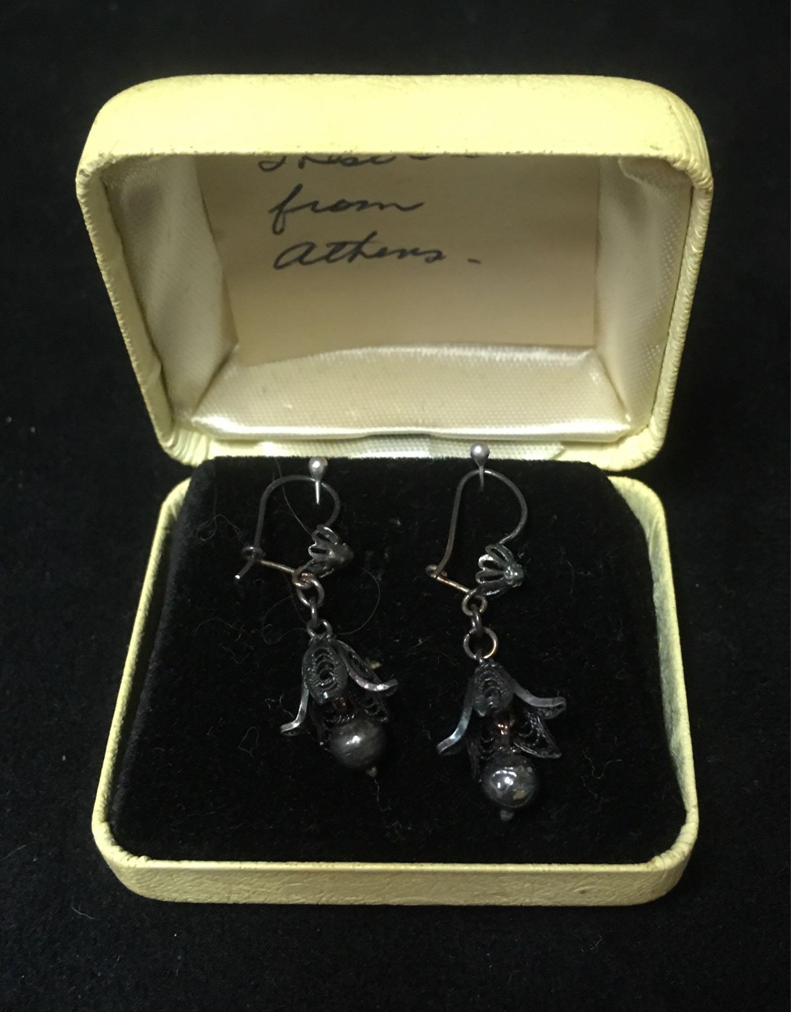 Vintage Sterling Silver Trumpet Flower Dangle Earrings (1 of 4)