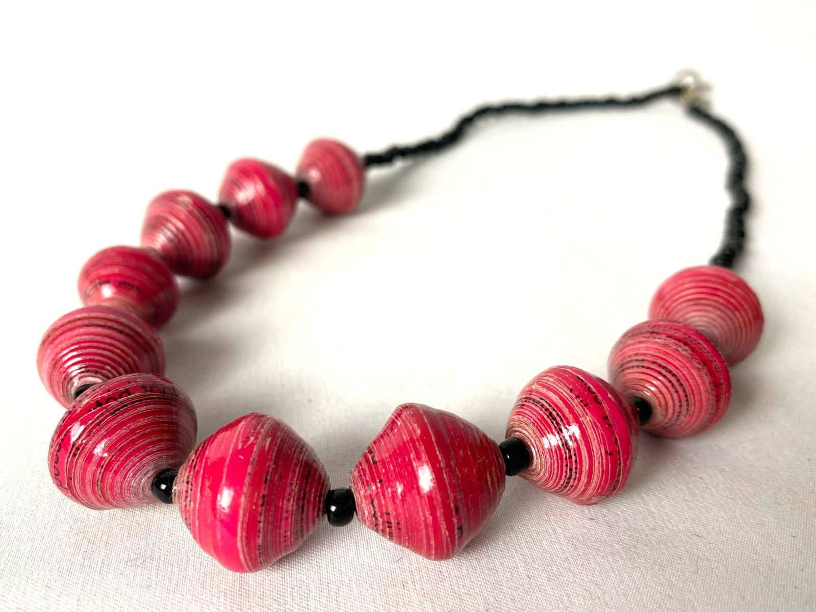 Hand Made "Bead For Life" Made In Uganda Pink & Onyx (1 of 6)