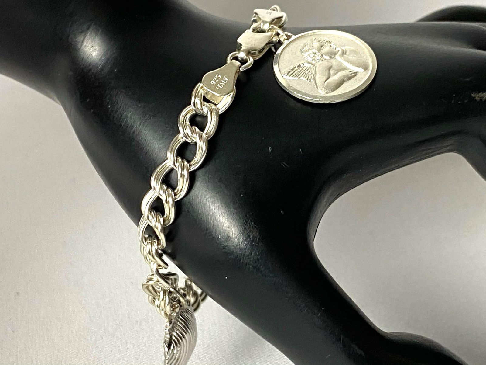 Vintage Italy 925 Sterling Charm Bracelet W/ 2 Charms (1 of 9)