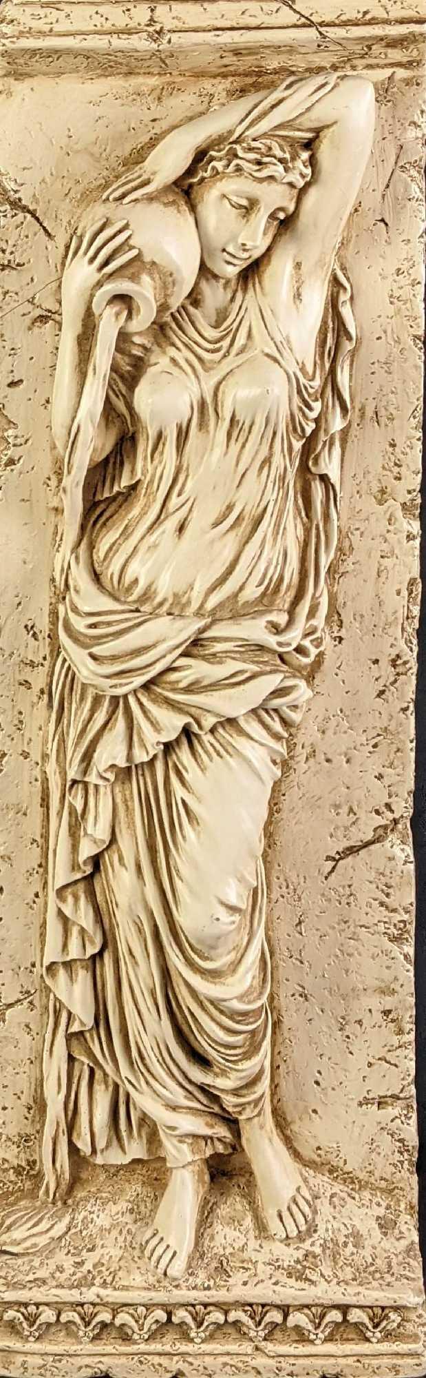 Design Toscano Dordogne Water Maiden Wall Sculpture: Designed after a waterfall fountain in Paris' Square des Innocents. Hand-cast using real crushed stone bonded with durable designer resin, our sculptural plaques are topped with a UV resistant faux st