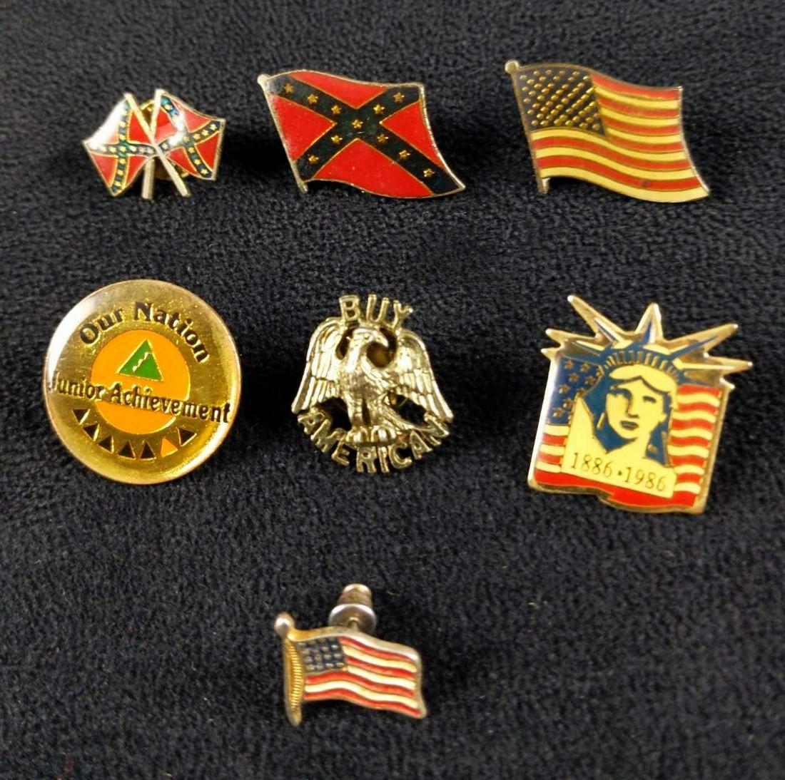 Seven Vintage Flag Pins Tie Tacks USA Confederate (1 of 9)