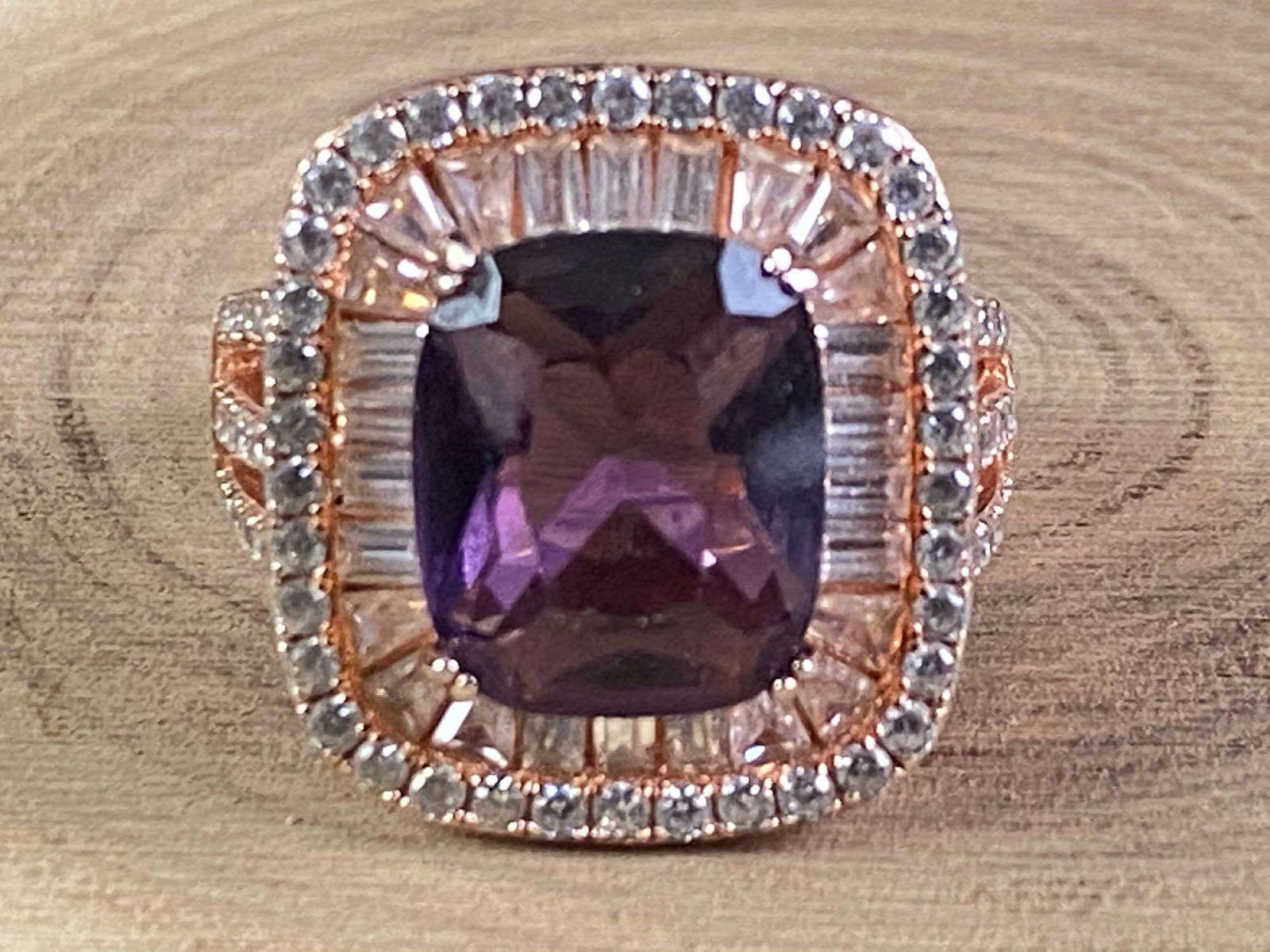 Stylish Rose Gold Amethyst & White Sapphire Cocktail (1 of 14)