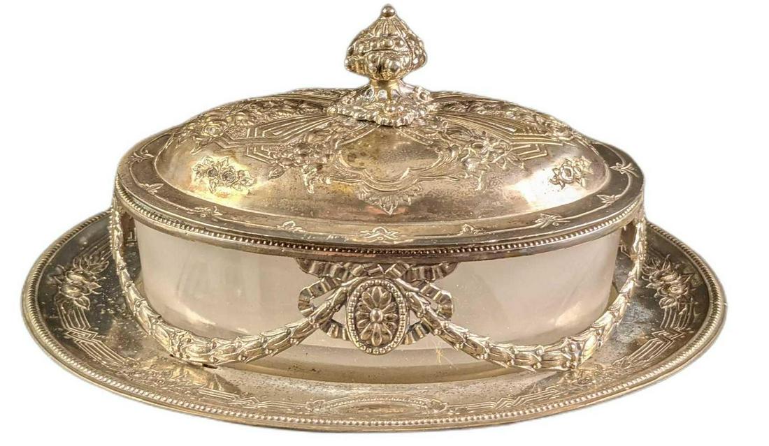 Vintage Corbell & Co Silver Plate And Glass Butter (1 of 9)