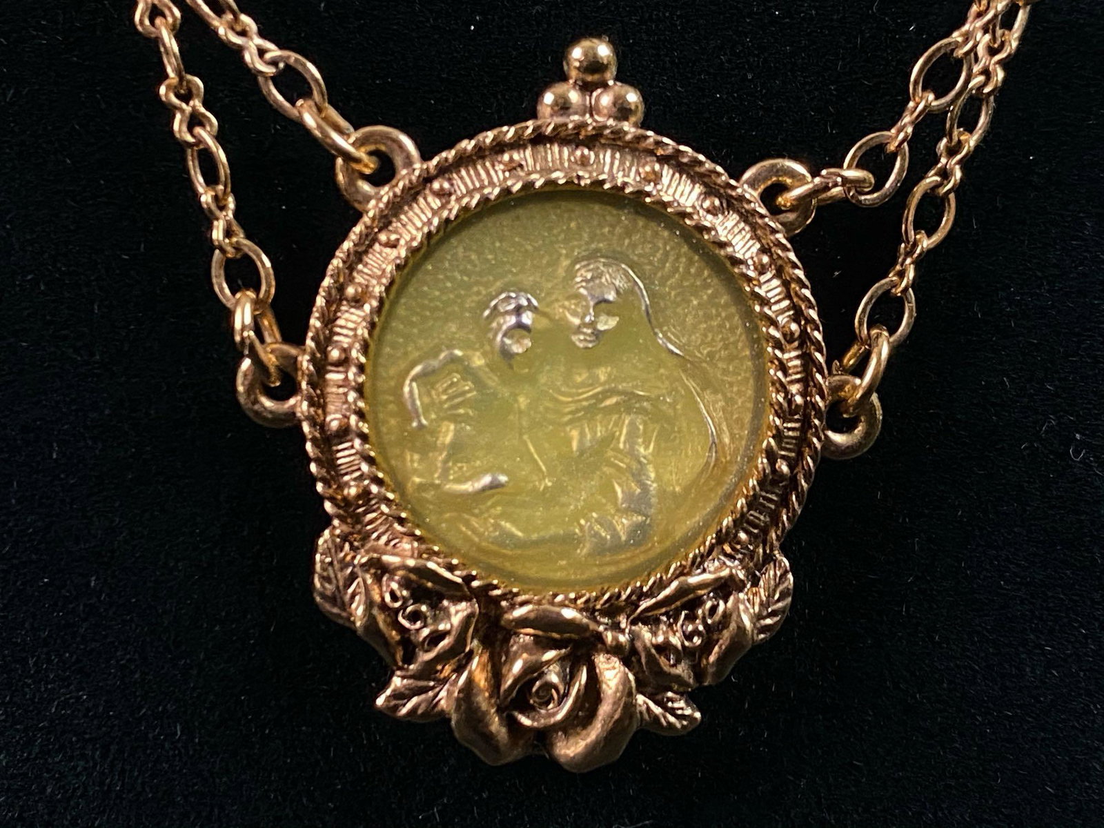 Authentic Vatican Library Collection Gold Dipped Mary &: Authentic Vatican Library Collection Gold Dipped Mary & Baby Jesus Green Enamel Necklace This cool vintage piece has been tested and researched prior to listing. Please view all our pictures they are
