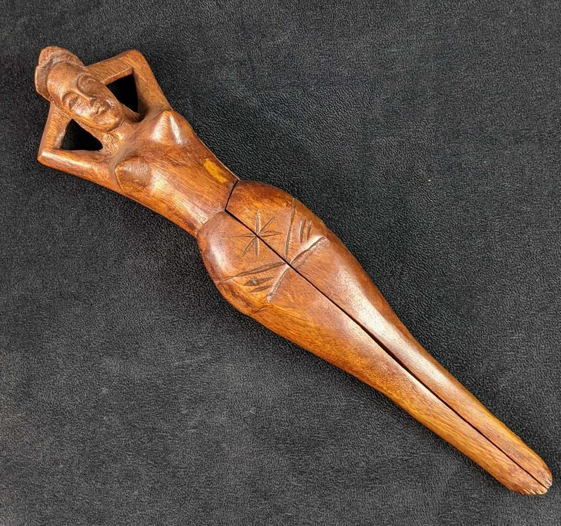 Vintage Wood Hand Carved Tribal Woman Figure Nutcracker (1 of 7)
