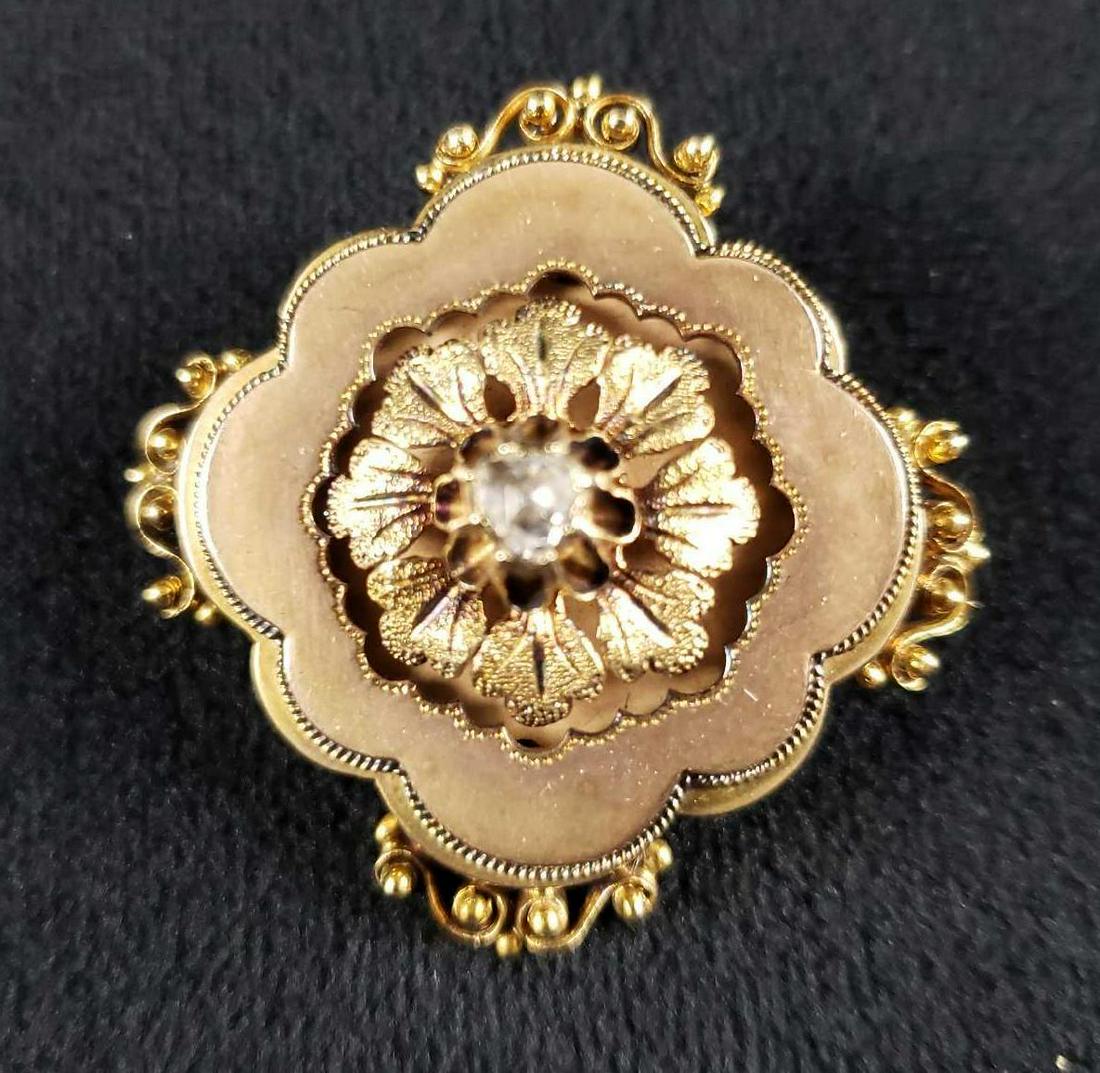 Victorian 18k Brooch with Diamond (1 of 6)