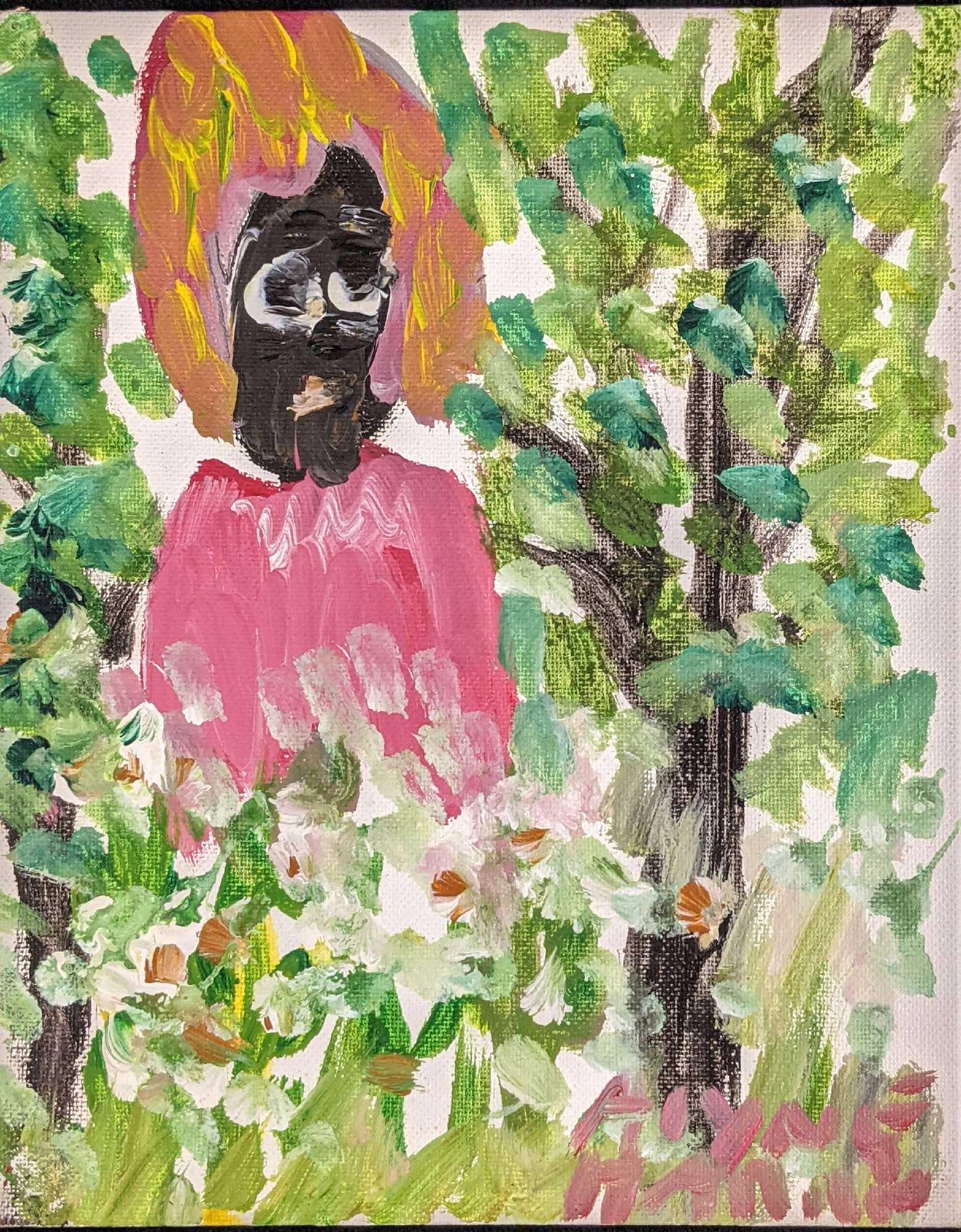 Original Alyne Harris Florida Folk Art Garden Girl (1 of 4)