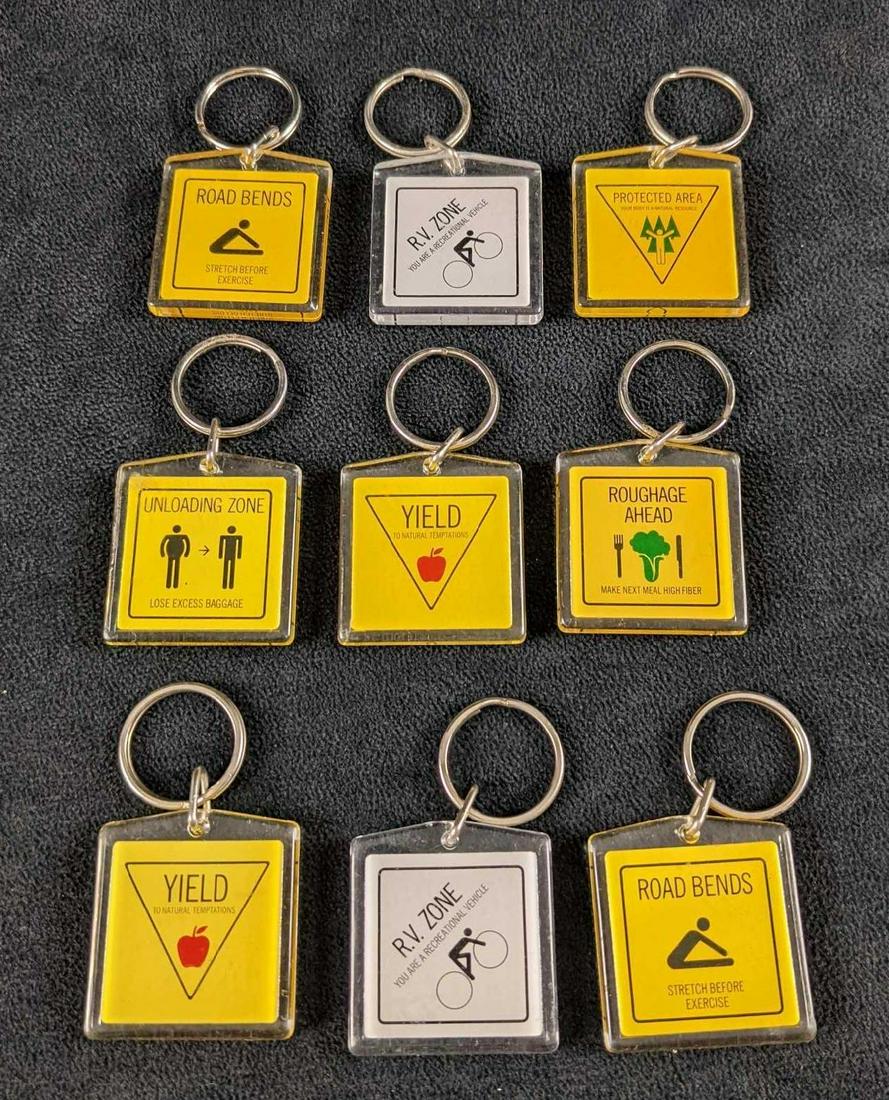 9 Disney Epcot Wonders Of Life Keychains Street Signs: This lot includes little acyclic keychains that were originally sold at the now-closed "Wonders Of Life" pavilion at the Epcot Center in the Walt Disney Vacation Resort in Orlando, Florida. These keyc