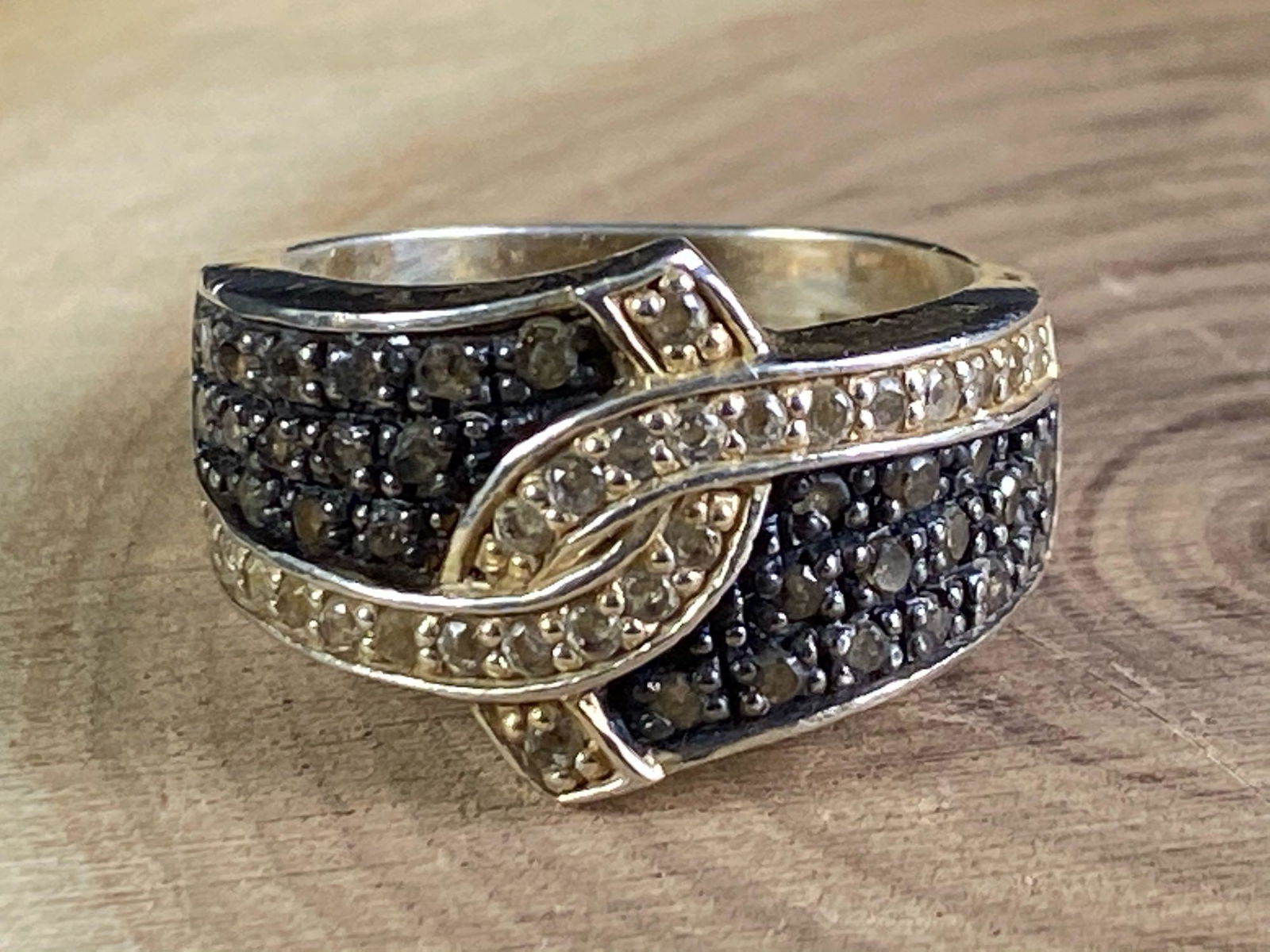 Vintage Black Diamond Sterling Silver Cocktail Ring (1 of 6)