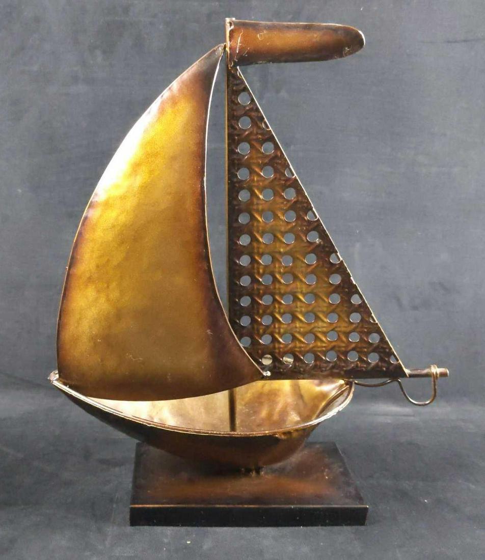 Vintage Style Metal Bronze Desk Ship Art (1 of 6)