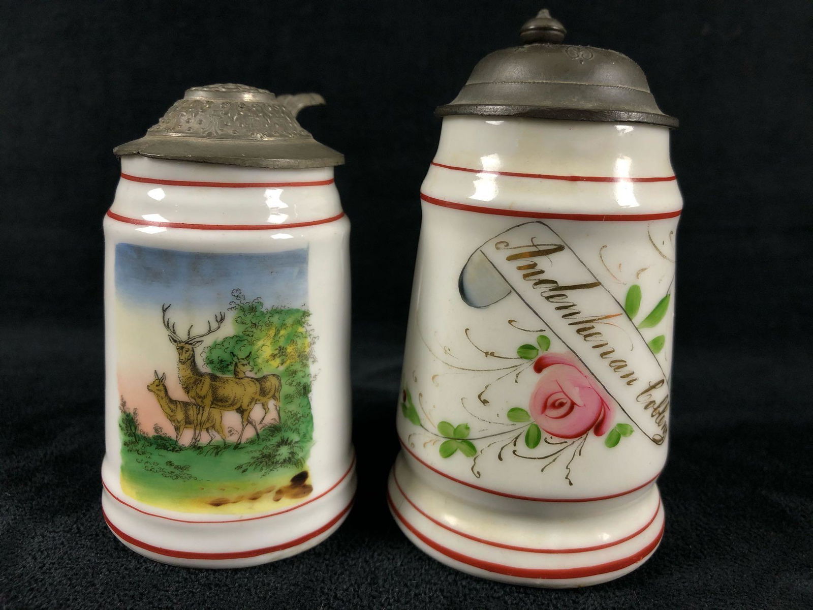 Vintage German Stoneware Pewter Top 3.5" & 4" Hand (1 of 6)