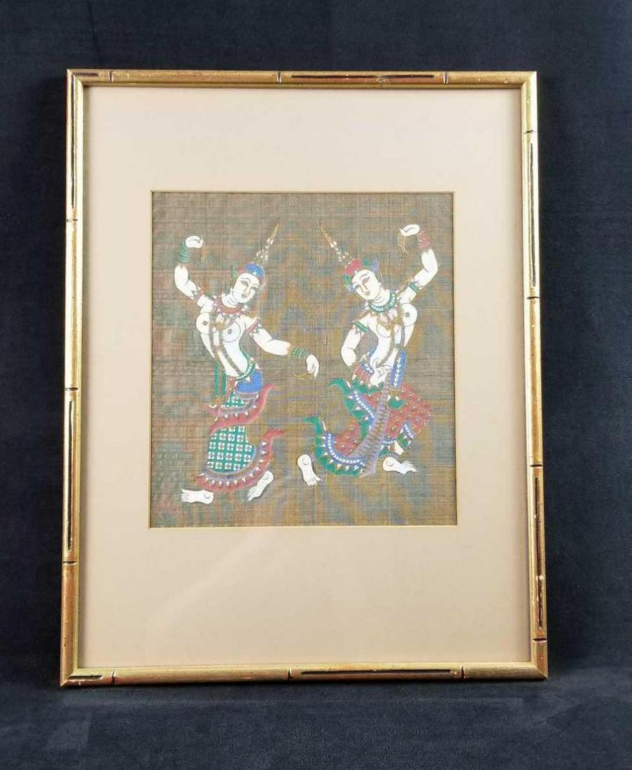 Vintage Balinese Goddess Dancers Silk Tapestry (1 of 11)