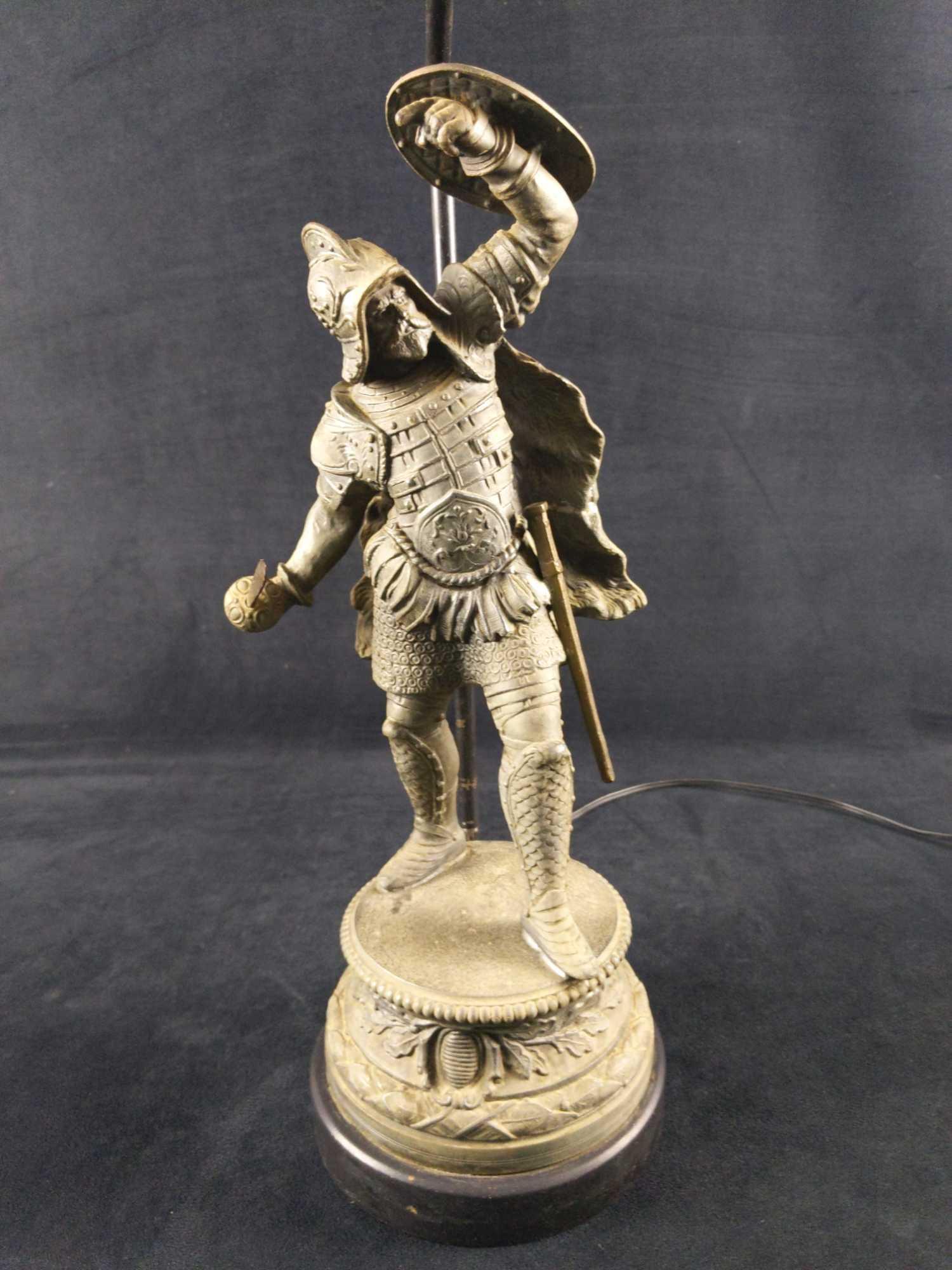 Antique Spelter Pot Metal Knight Warrior Lamp A (1 of 8)