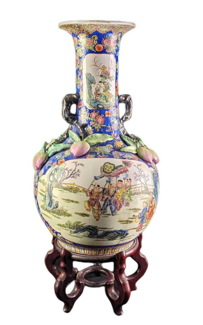 Large Vintage Ceramic Chinese Handpainted Vase With (1 of 11)