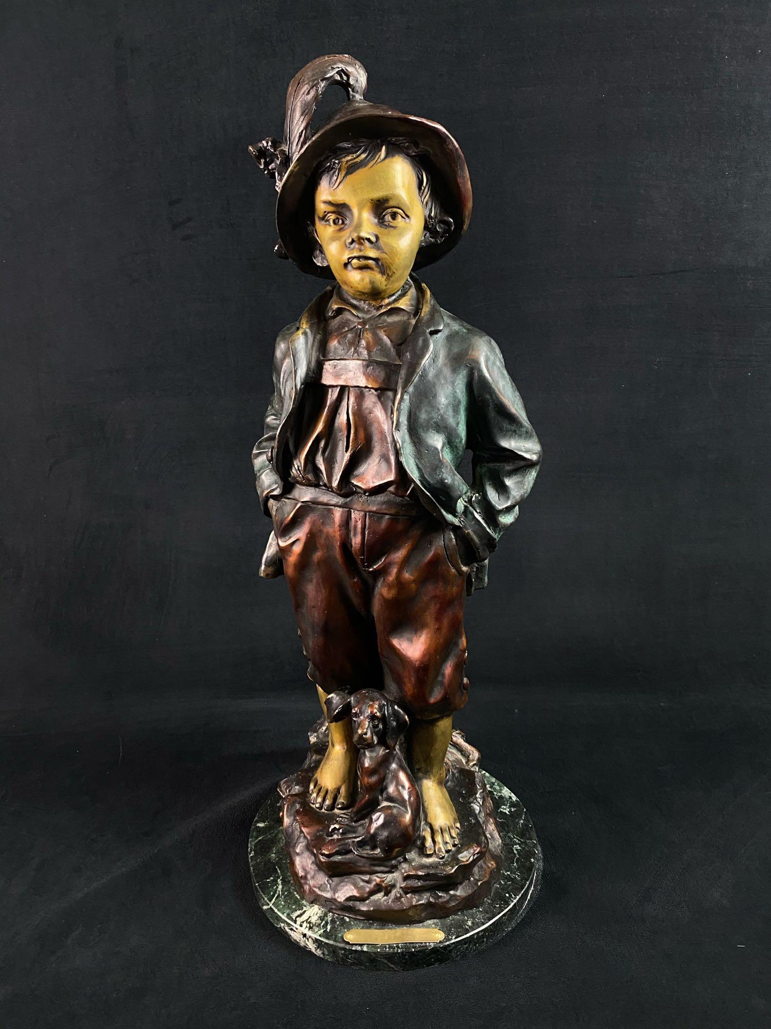 "ALPINE BOY" BRONZE SCULPTURE -SIGNED HAUBNER (X9) (1 of 7)
