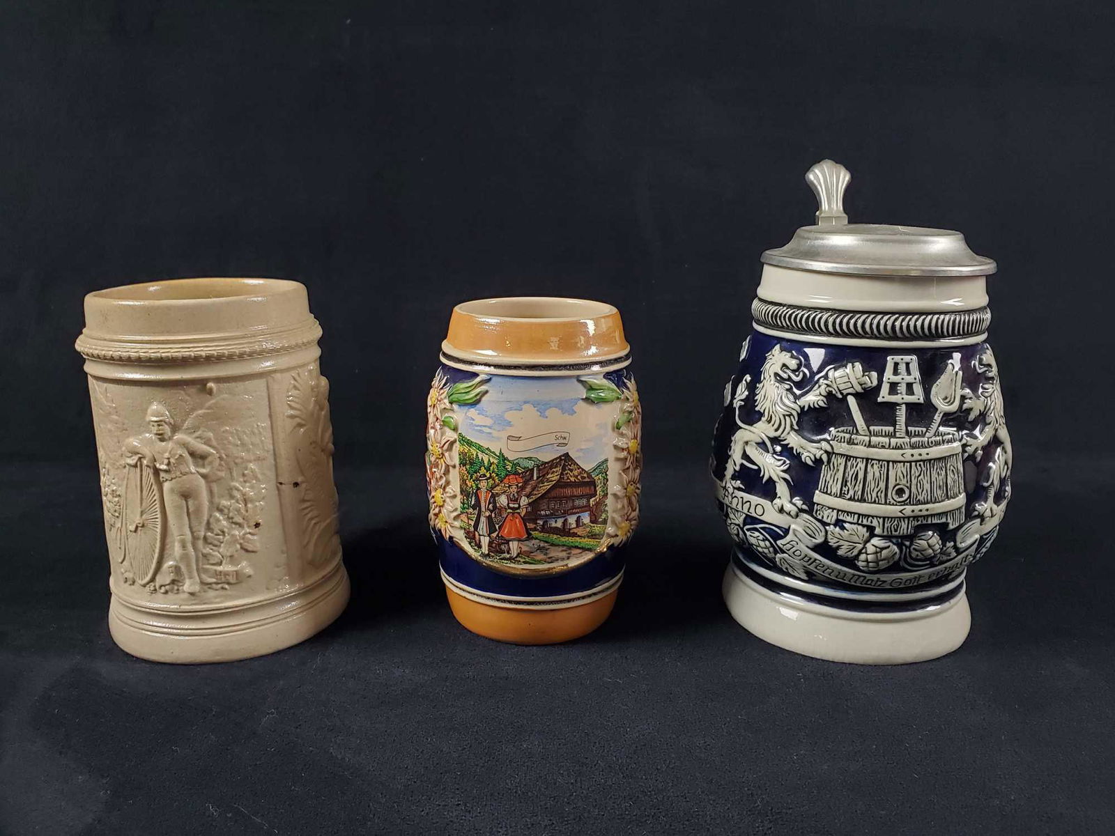 Vintage German Stoneware Stein Lot of 3 (1 of 14)