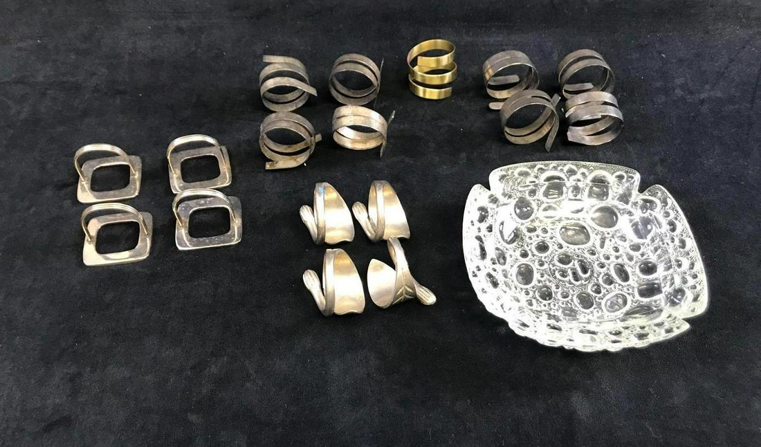 Vintage Napkin Rings Blenko Bubble Glass Ashtray (1 of 2)