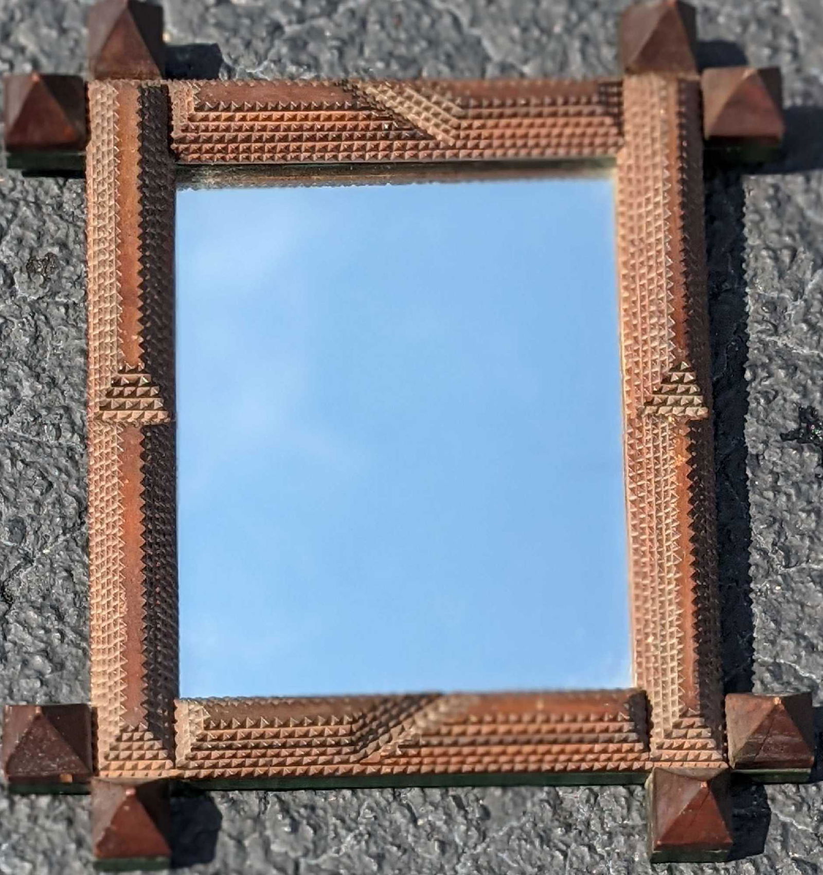 Vintage Tramp Art Framed Mirror (1 of 7)