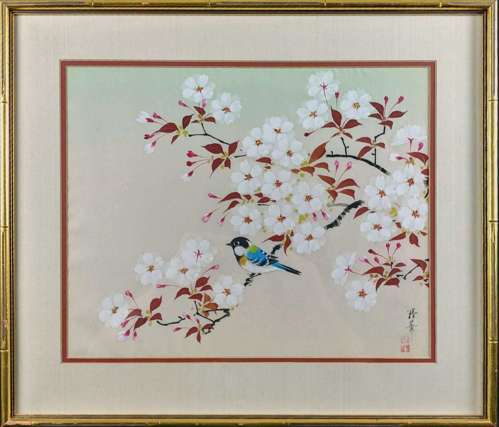 Bird And Flowers Original Silk Fabric Painting B (1 of 6)