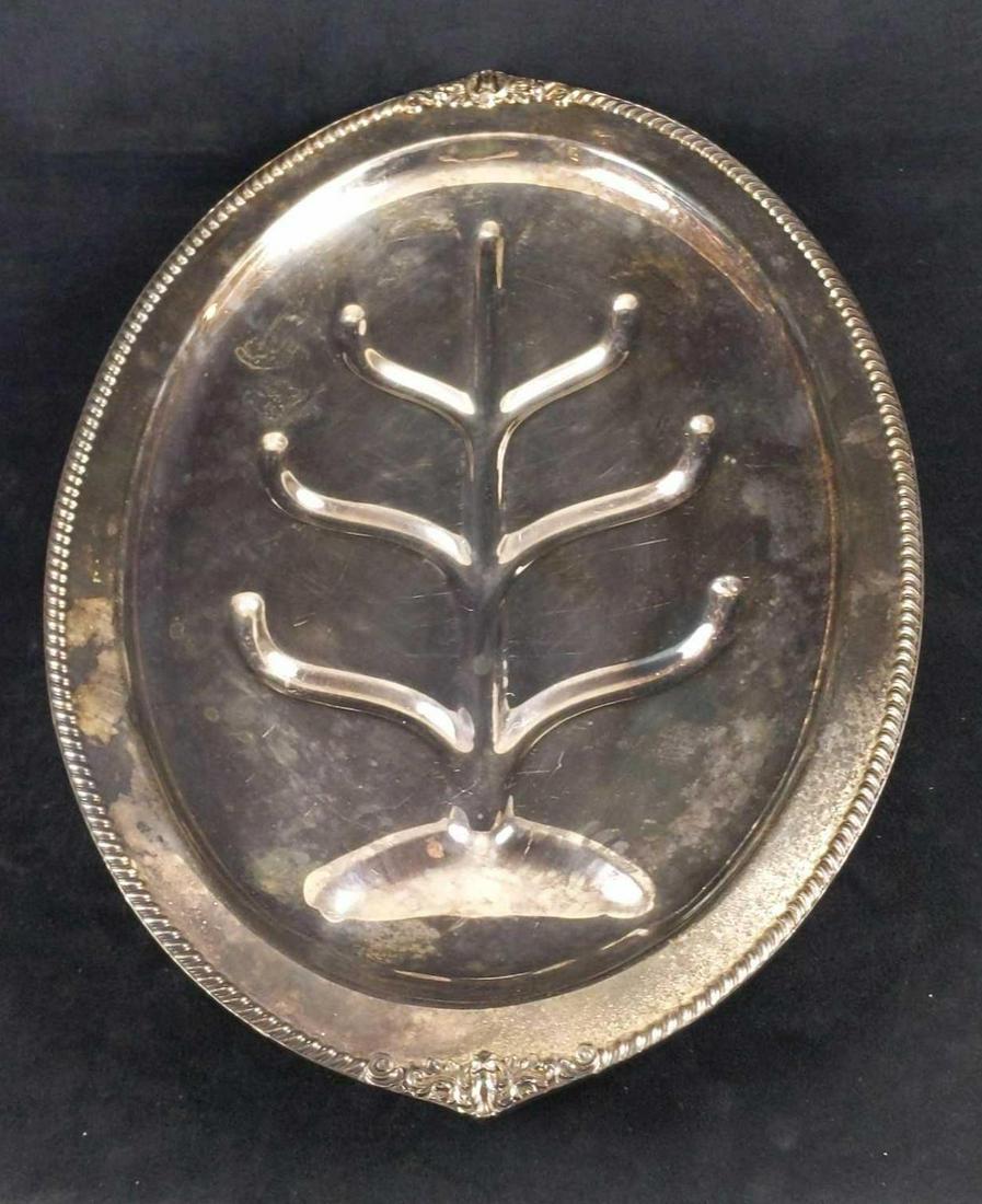Large Silver Plate On Copper Meat Platter W Well (1 of 8)