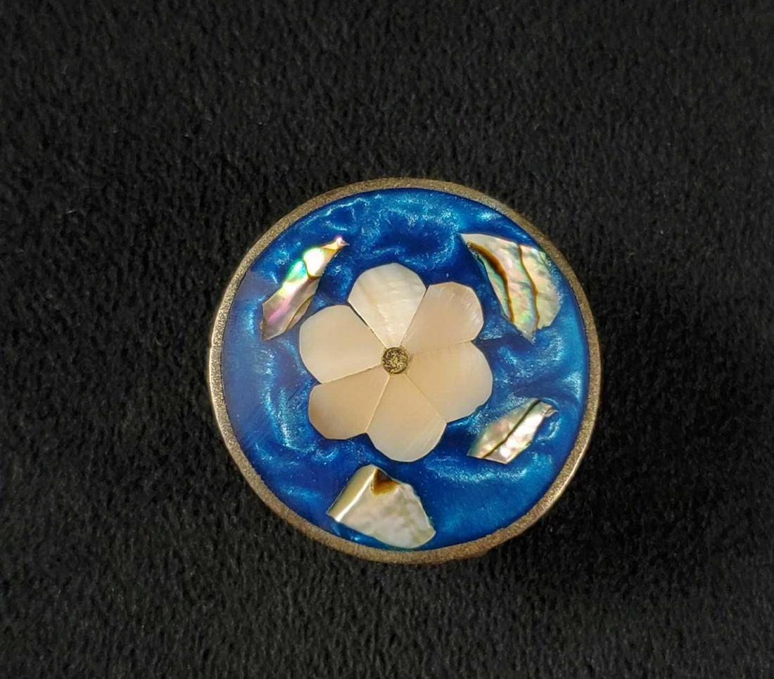 Vintage Alpaca Mexico Mosaic Pill Box Pendant (1 of 8)