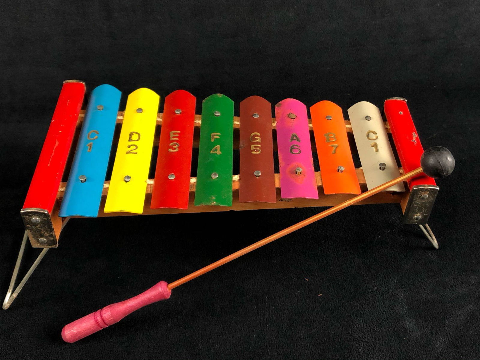 Vintage Metallic Xylophone w/ Folding stand, Wooden (1 of 10)