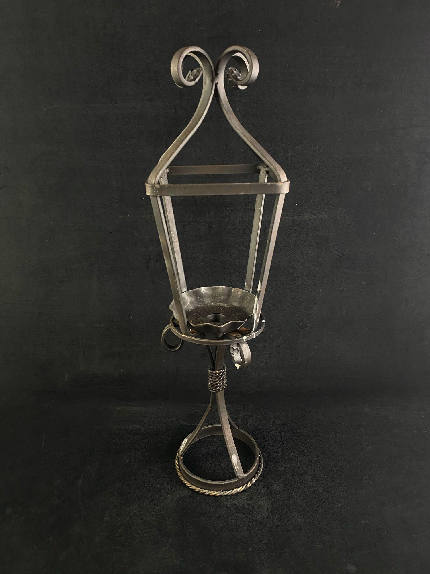 Vintage Wrought Iron Scrolled Table Top Candle Holder (1 of 6)