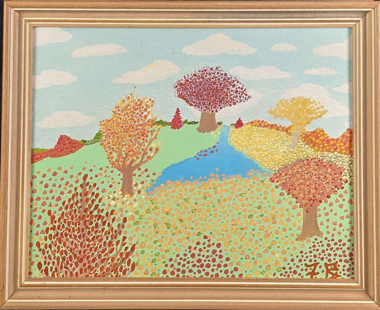 Original Framed Acrylic On Canvas Colorful Trees (1 of 6)