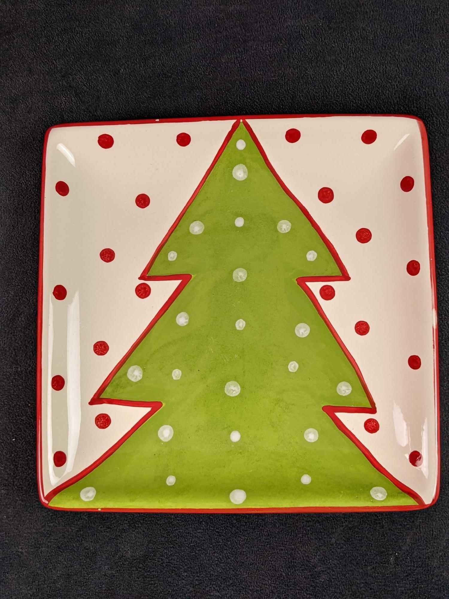 Creative Co-Op Christmas Tree Ceramic Square Plate (1 of 5)