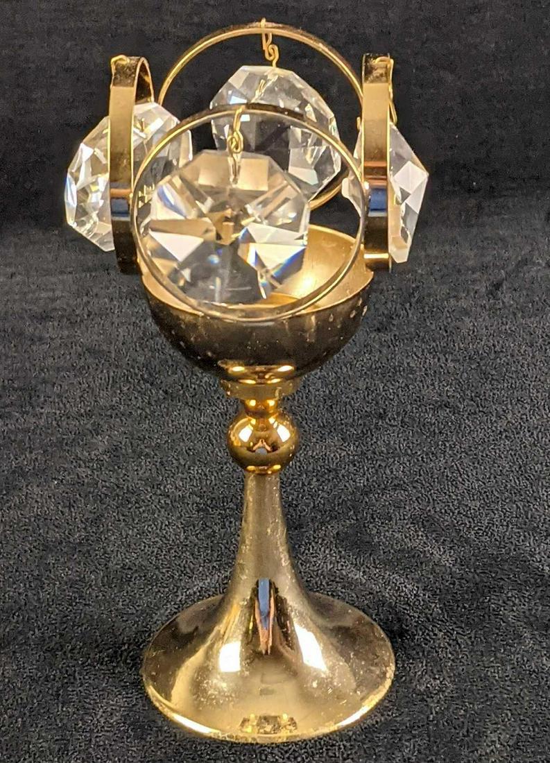 German Gold Plate Kristall Tealight Candle Holder (1 of 5)