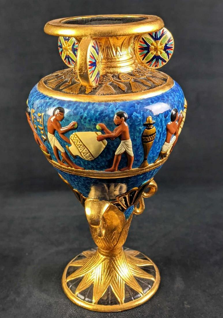 Golf Leaf Hand Painted Egyptian Urn Vase Reproduction (1 of 7)