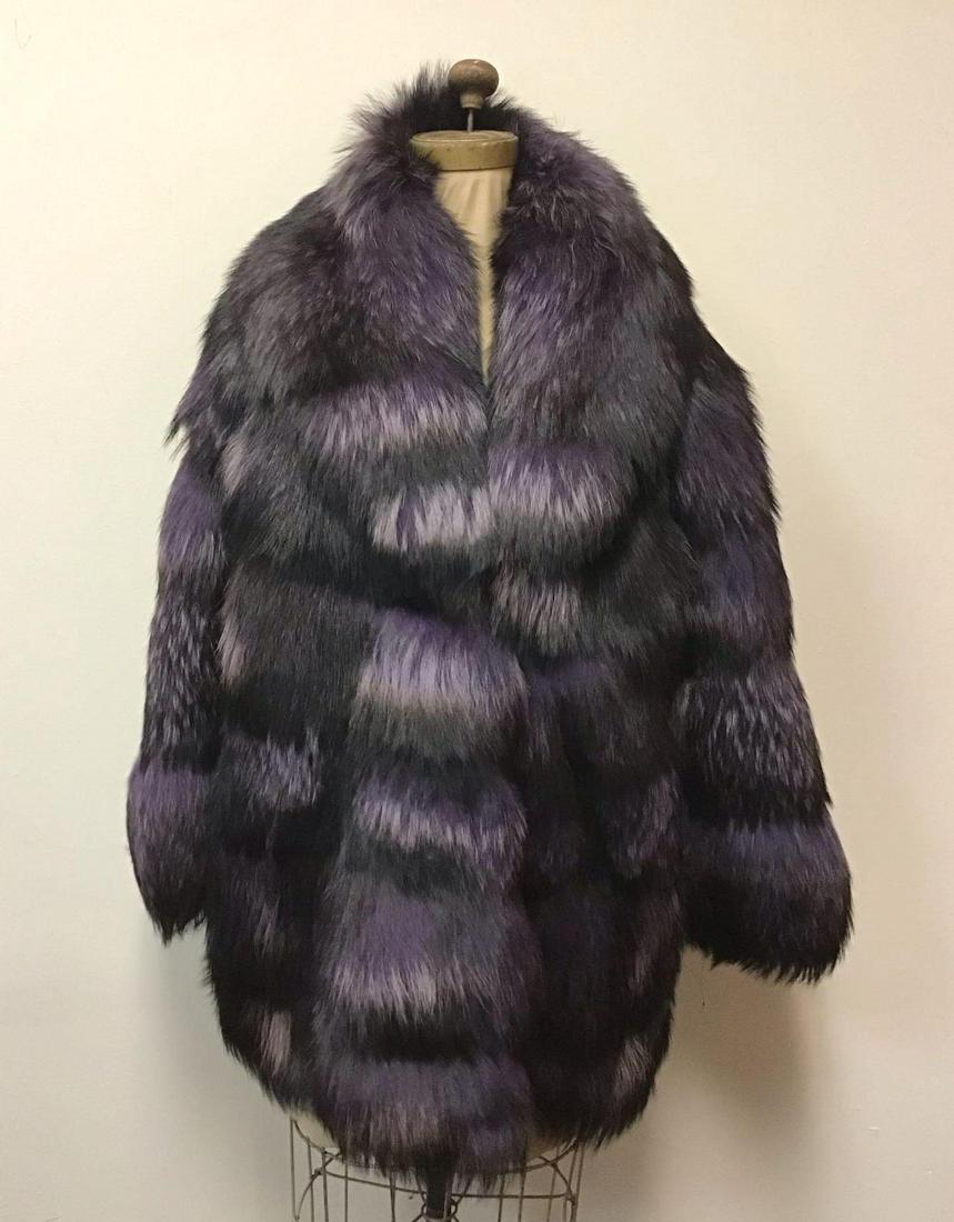 Dyed Purple Fox Fur Coat Jacket Vintage Fashion (1 of 5)