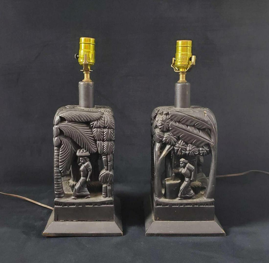 Vintage Hand Carved Wooded Lamps Philippines (1 of 10)