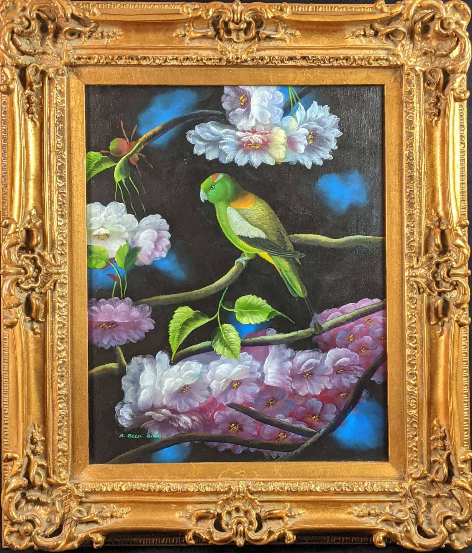 Oriignal Framed Oil On Canvas Green Parakeet X9 (1 of 8)