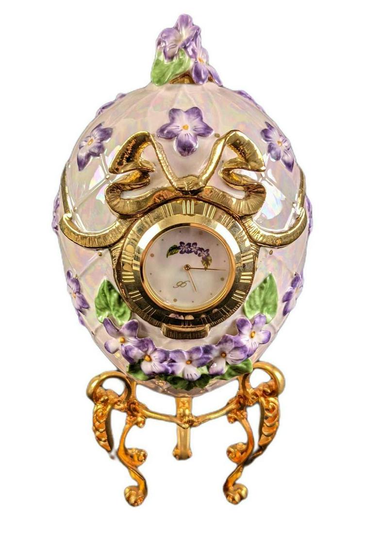 Franklin Mint Faberge Egg Clock "Violets in the Snow" (1 of 10)