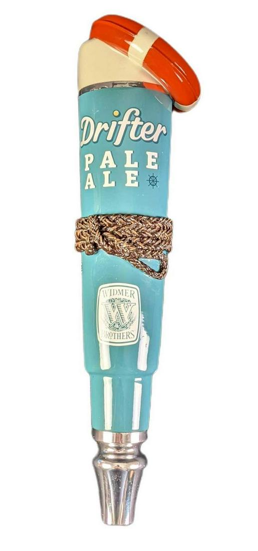 Drifter Pale Ale Widmer Brothers Tap Handle: Used "Drifter Pale Ale" by the "Widmer Brothers" Tap Handle. Is approx 3" x 3" x 11 1/2" and it weighs under one pound at 0.87lb. Is in a good, used condition with wear and scratches. Please see the i