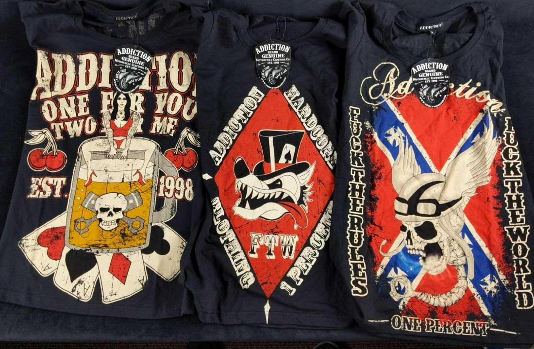 3 Genuine Addiction Brand Ladies Small Biker Shirts G (1 of 8)