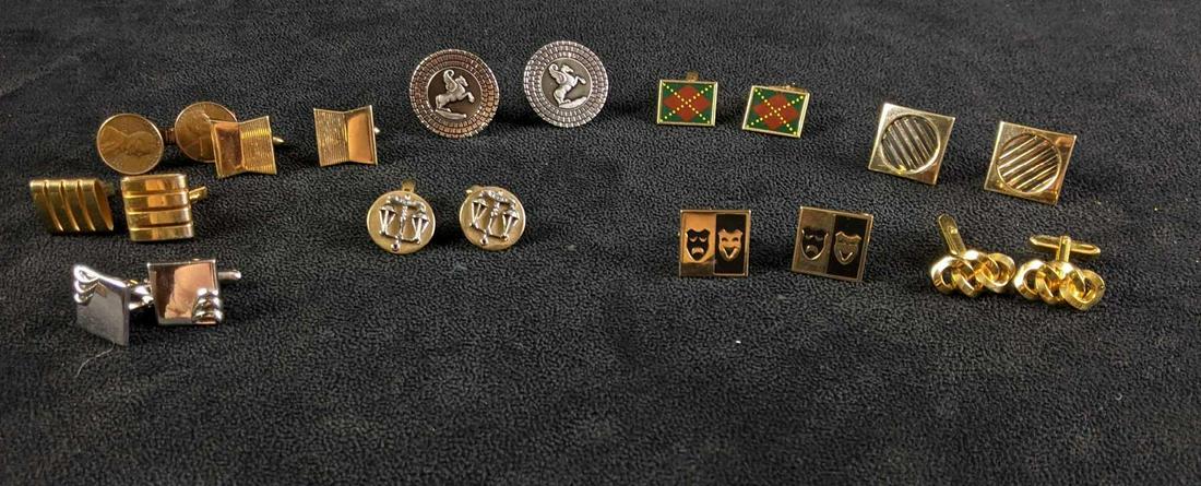 Assorted Cufflinks Gold and Silver Colored Enamel: Assorted Cufflinks Gold and Silver Colored Enamel This assorted cufflink lot is great for finding your new favorite accessory. There are ten pairs of cufflinks in this lot and you will surely get hook