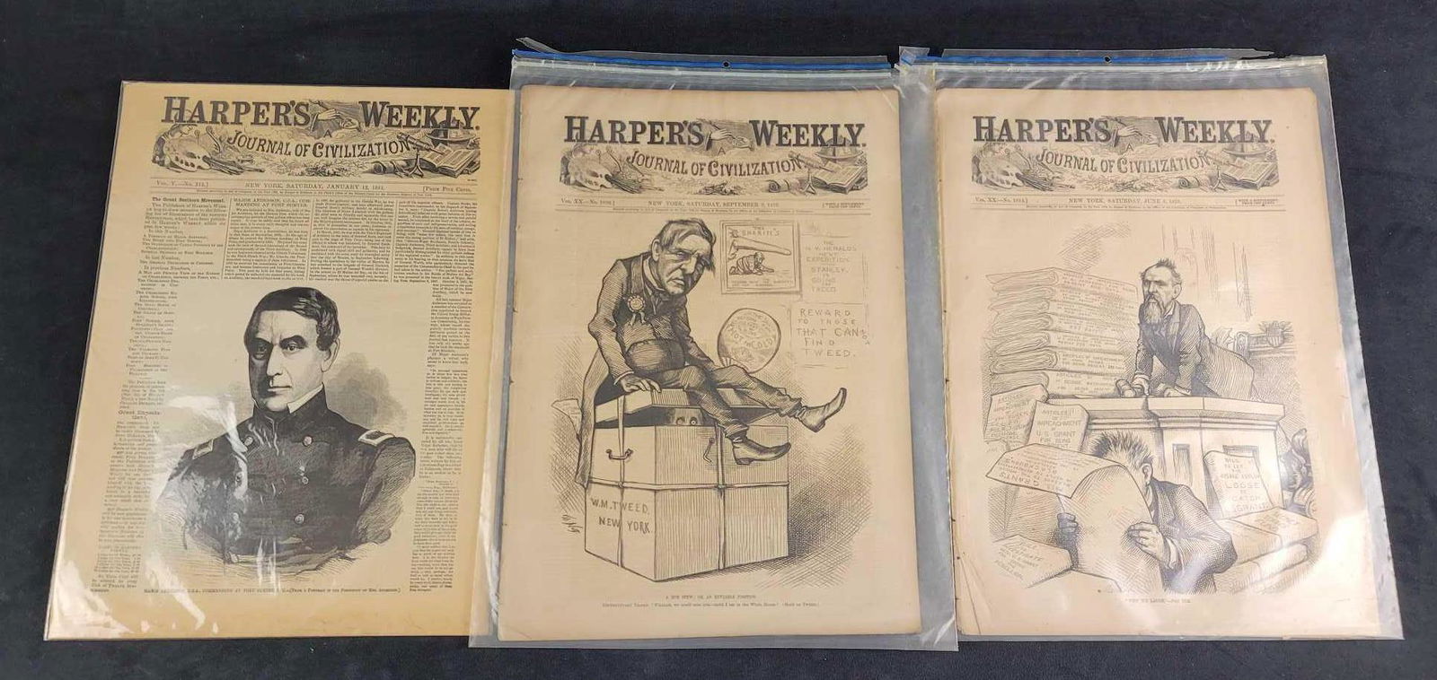 Antique Harpers Weekly Newspaper 1861 to 1876 Lot of 3 (1 of 3)