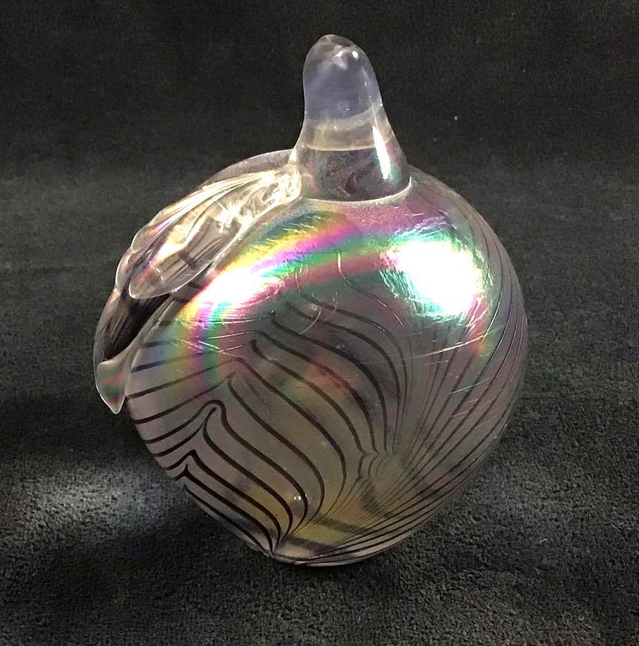 Iridescent Glass Apple Paperweight (1 of 5)