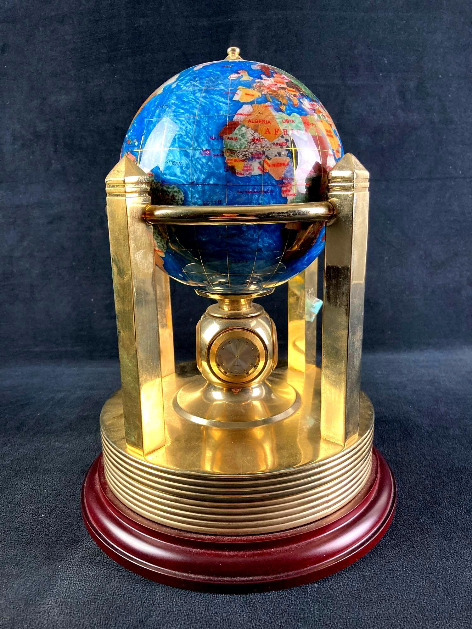 Blue Inlaid Lapis Globe Clock Thermometer and (1 of 5)