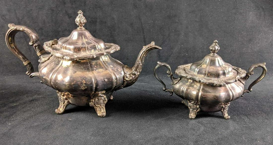 Silverplate Teapot & Sugar Bowl Gorham Strasbourg (1 of 8)