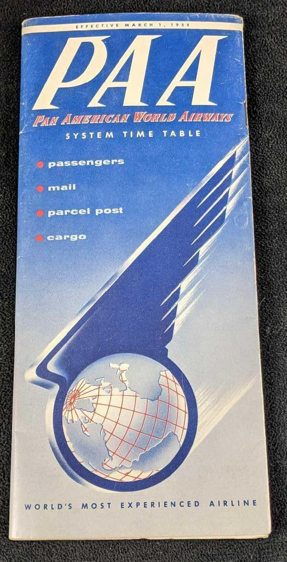 Vintage Airplane Pan Am PAA System Timetable 1955 (1 of 7)