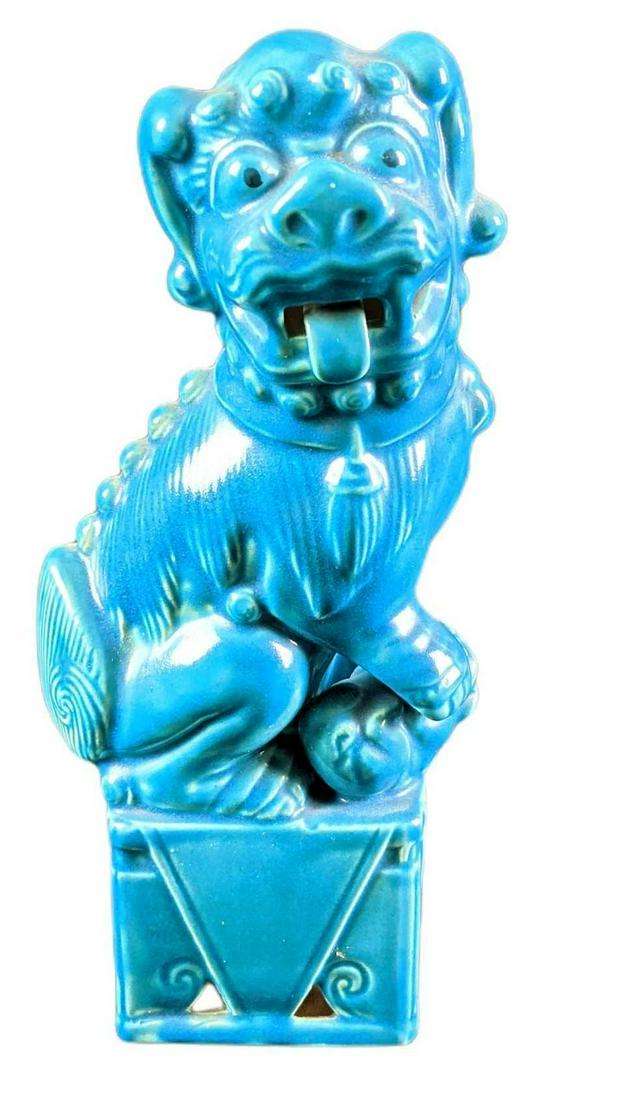 Vintage Chinese Ceramic Turquoise Foo Dog Figurine (1 of 6)