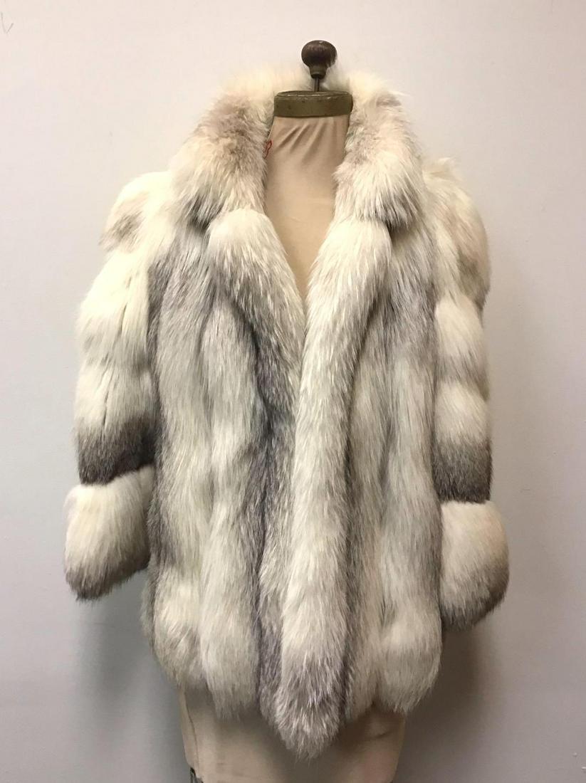 Black Shadow Fox Fur Coat Jacket Vintage Fashion (1 of 9)